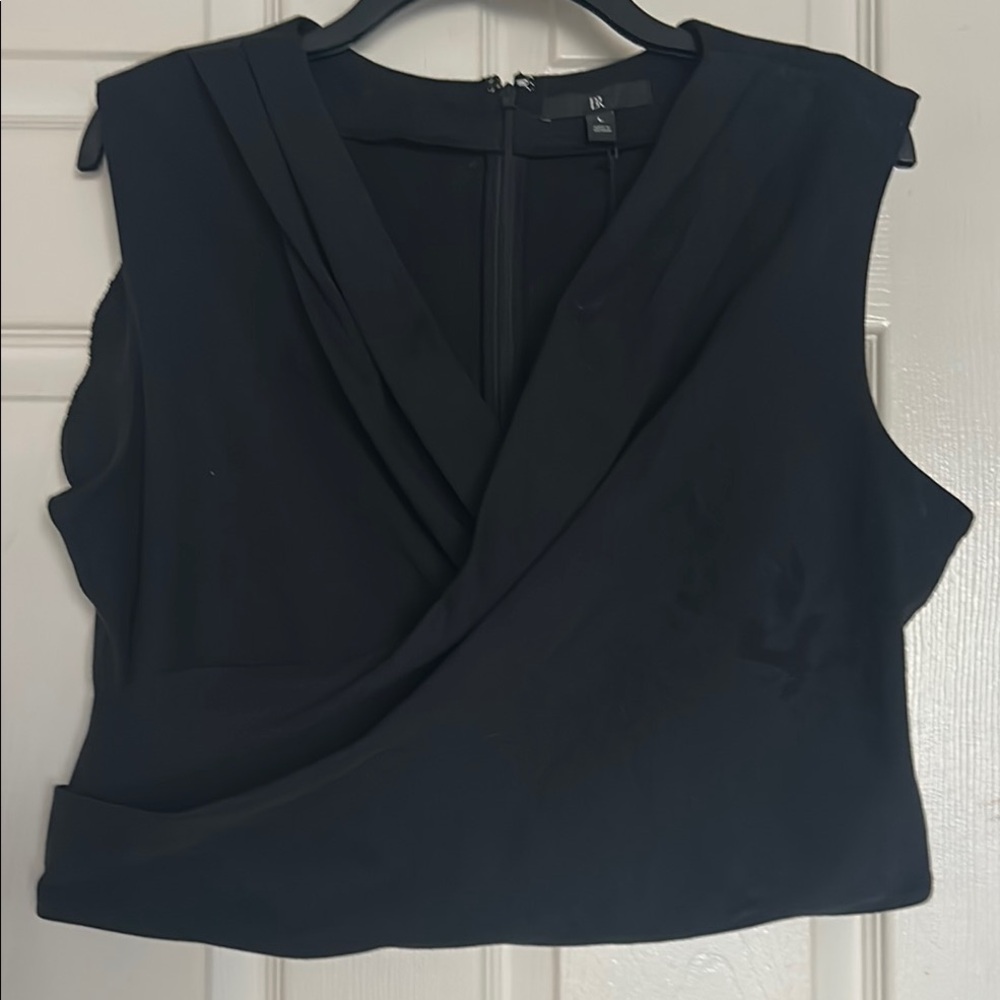 Banana Republic Black Sleeveless Wrap Crop Blouse